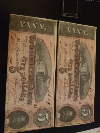 1864 Uncirculated Confederate Currency 4 - 5 Dollar Bills Near Consecutive Serial 3