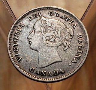 1896 Canada Queen Victoria 5 Cents Silver Coin