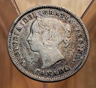 1882 - H Canada Queen Victoria 5 Cents Silver Coin