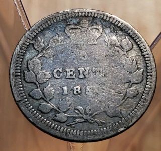 1858 Canada Queen Victoria 5 Cents Silver Coin - Partial Date 2