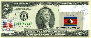 $2 Dollars 2013 Stamp Cancel Flag Of Un From Swaziland Lucky Money $99.  95