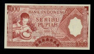 Indonesia 1000 Rupiah 1958 Ffa Pick 61 Au - Unc.