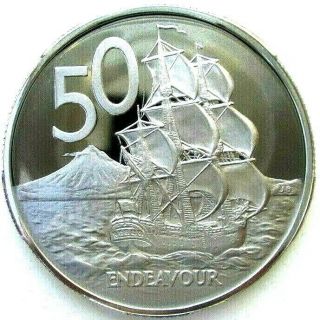 Zealand Coins,  50 Cents 1972,  Endeavour,  Elizabeth Ii,  Proof