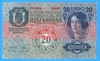 Austria Hungary 20 Korona 1913 Series 2257 Rare 2