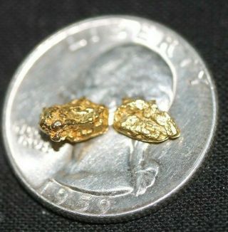 Gold Nuggets,  1.  16 Grams,  Alaska Placer,  2 Nuggets,  Bright And Shiny