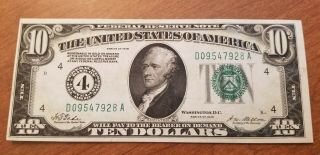 1928 $10 Ten Dollar Bill Federal Reserve Note Payable In Gold Uncirculated