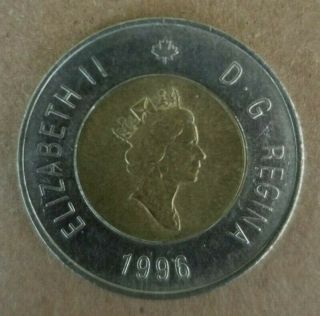 1996 Canadian $2 Dollar Toonie Coin,  Circulated,