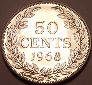 Huge Proof Liberia 1968 50 Cents 14,  396 Minted 1st Year Ever