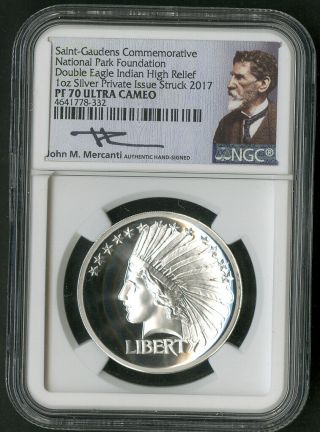 Us Coin 2017 Saint - Gaudens Double Eagle Indian High Relief Mib Ngc Proof 70