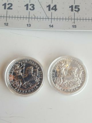 2x Britannia 2009 Proof 2 Pounds 999 Fine Silver 1 Oz Each.  Britannia Uk C1178