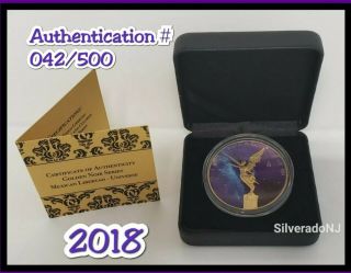 2018 Mexico Libertad 1 Oz 999 Silver Color Golden Noir Series Gilded Coin W