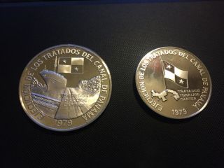 1979 5 & 10 Balboas Panama Canal Treaty Implementation Bu Proof Silver Coins