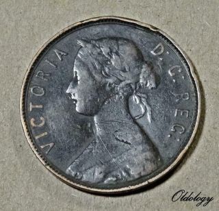 Canada Newfoundland Large 1 Cent Coin 1890 Victoria Bronze 5.  6g Km 1 Fine 568