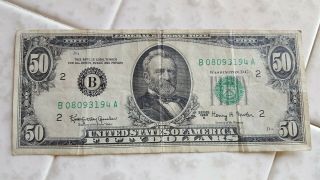 Federal Reserve Note Fifty Dollar Bill 1963a York,  York
