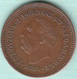Portugueza Ludovicus I 1884 Oitavo De Tanga Nr.  About Unc Copper Coin