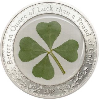 Palau 2018 Luck Four Leaf Clover 5 Dollars 1oz Silver Coin,  Proof
