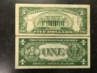 1934 A & 1935 A UNITED STATES HAWAII SILVER CERTIFICATES $1 AND $5 NOTES 2