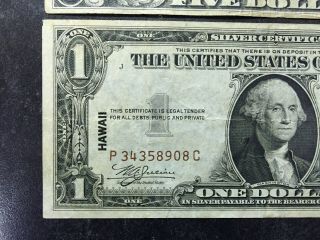 1934 A & 1935 A UNITED STATES HAWAII SILVER CERTIFICATES $1 AND $5 NOTES 3