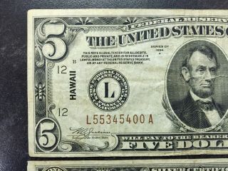 1934 A & 1935 A UNITED STATES HAWAII SILVER CERTIFICATES $1 AND $5 NOTES 5