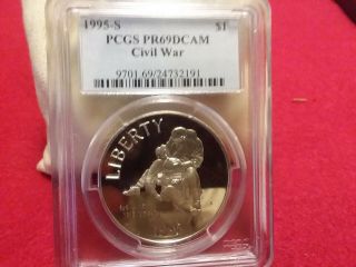 1995 S Civil War Commemorative Silver Dollar Pcgs Pr69 Dcam