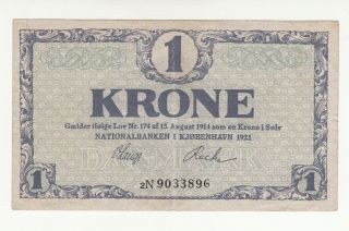 Denmark 1 Krone 1921 Circ.  P12g @