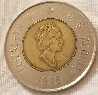 1996 $2 Dollar Canada Toonie Elizabeth Ll & Polar Bear Bi - Metallic Coin
