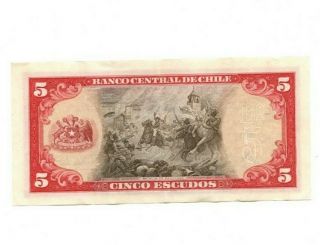 BANK OF CHILE 5 ESCUDOS 1962 - 1975 VF 2