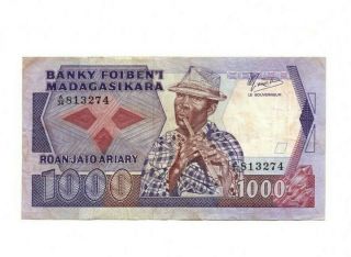 Bank Of Madagaskar 1000 Francs 1988 Vf