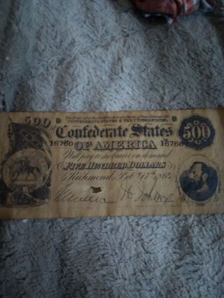 1864 $500 Confederate States Of America - Richmond,  Virginia Note