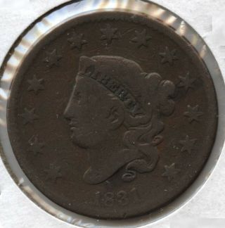 1831 Coronet Head Large Cent Penny - Medium Letters Bc673