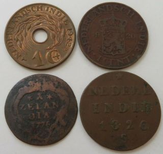 Netherland Indies,  Zelandia 1776 Duit,  1826 - S,  1920,  1942 Cent Coins (020918t)