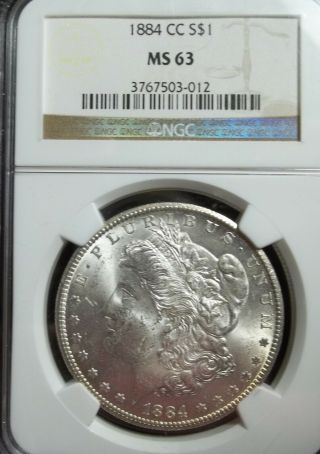 1884 Cc Ngc Ms - 63 Morgan Silver Dollar