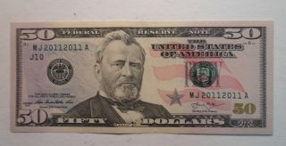 Series 2013 $50.  00 Note With Fancy Serial Repeater Number 20112011