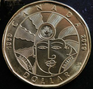 2019 $1 Dollar Equality Coin Canada Loonie Unc From Bank Roll
