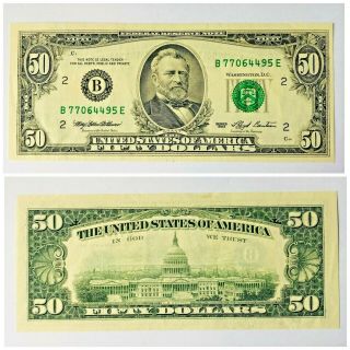 1993 $50 Fifty Dollar Bill Note Federal Reserve Us Currency Old Money B77064495e