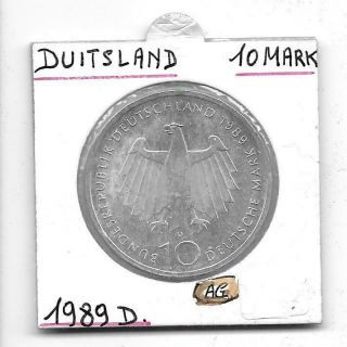 Germany:10 Mark 1989d Silver Xf (see Scans)