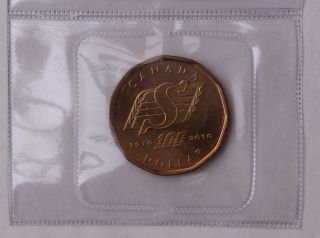 2010 $1 Saskatchewan Roughriders Canada Dollar; Loonie; Unc In Plastic From Rcm