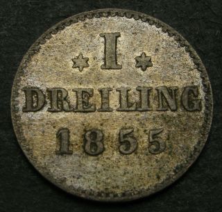 Hamburg (german City) 1 Dreiling 1855 - Silver - Xf - - 2898