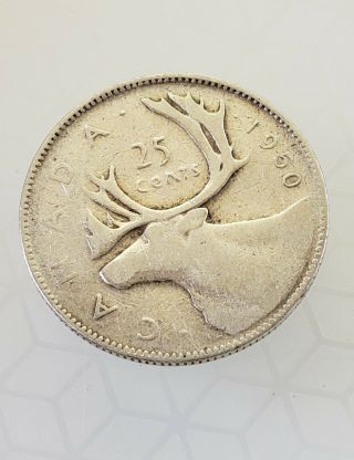 1950 Canada 25 Cent Coin 80 Silver