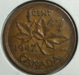 1947 Ml Pointed 7 Canada 1 Cent George Vi Penny P22a