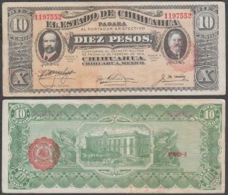 Revolutionary Mexico - Estado Chihuahua,  10 Peso,  1914,  Vf,  P - S535 (a) /m924 (e)