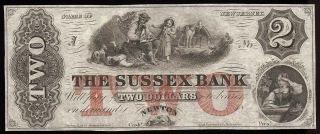 U.  S.  A.  Jersey,  Hx 390 - G20 The Sussex Bank,  Newton $2 A,  18_ Unc