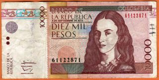 Colombia 2013 Fine 10000 Pesos Banknote Paper Money Bill P - 453