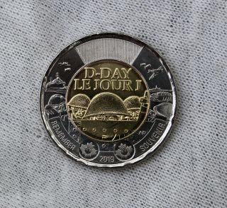 2019 Canada Two Dollar Coin Toonie $2; D - Day; Le Jour J; Non - Coloured; Unc Rcm