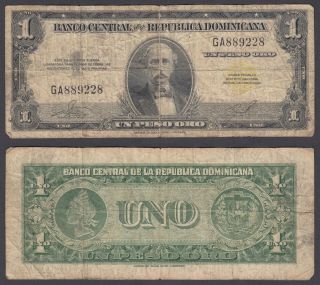 Dominican Republic 1 Pesos Oro Nd 1956 (vg - F) Banknote P - 71