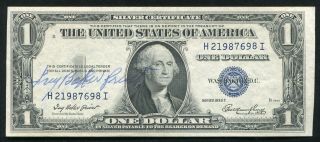 1935 - E $1 One Dollar Silver Certificate " Treasurer Courtesy Autograph” Unc