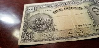 BAHAMAS - 1953 1 Pound Note Queen Elizabeth ll 3