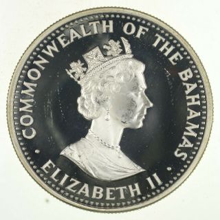 Silver - Huge - 1987 Bahamas 25 Dollars - World Silver Coin - 130.  5 Grams 968