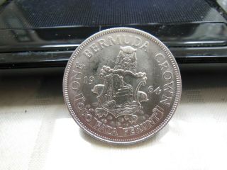 1964 Bermuda 1 Crown - World Silver 22.  6g - Bu