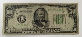 Series Of 1928 $50 Federal Reserve Note San Francisco Redeemable In Gold Frn102